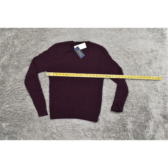 NEW Polo Ralph Lauren Burgundy Cotton Pullover Sweater Women's L Knit Premium - Picture 4 of 9